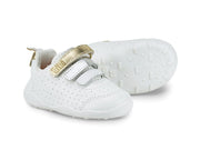 Bibi Fisioflex Originals White with Gold Straps Sneakers