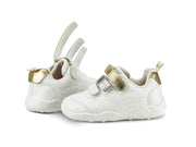 Bibi Fisioflex Originals White with Gold Straps Sneakers